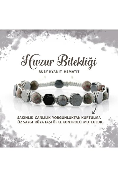 Deniz Doğal Taş Sertifikalı Huzur Doğal Taş Bileklik Ruby Kyanit Hematit 6mm ...