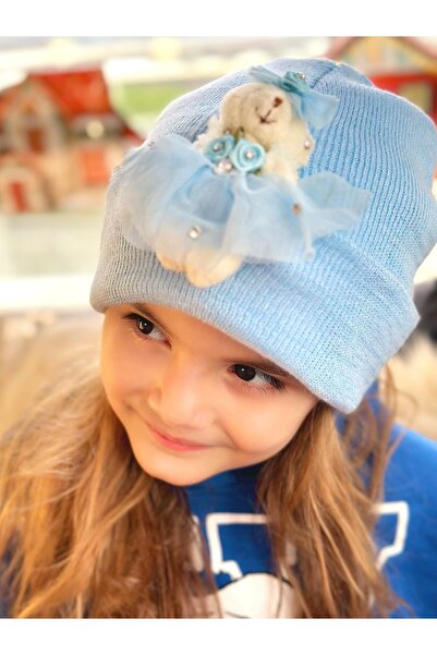 QUEEN AKSESUAR Спеціальний дизайн Розкішний 3D іграшка Прикрашений плюшевий ведмедик Кришталева капелюшка з камінцями Синя шапка з ведмедиком