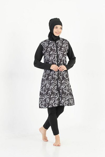 by İGP Γυναικείο μαγιό Hijab με μοτίβο - Γρήγορο στέγνωμα και μακρυμάνικο με φερμουάρ