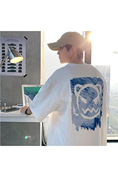 Touz Акварельний принт на обличчі Біла унісекс-футболка оверсайз