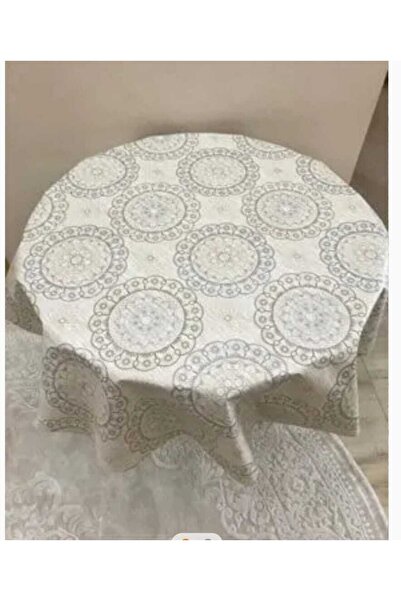Herseyygüzell Pvc Silinebilir Yuvarlak Masa Örtüsü Kahve Desenli 140 Cm Çap