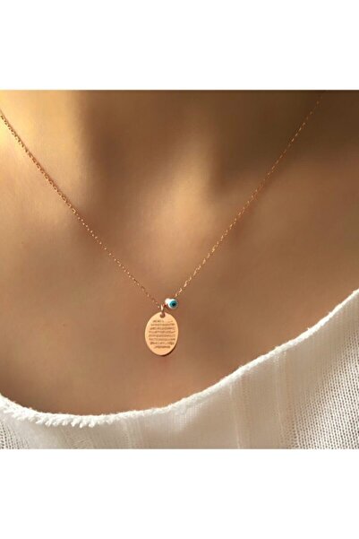 SİLVEROFMATMAZEL Ayetel Kürsi Nazar Duası Iki Plakalı Oval Kolye