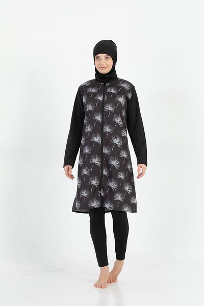 by İGP Γυναικείο μαγιό Hijab με μακρυμάνικο φερμουάρ με μοτίβο για γρήγορο στέγνωμα