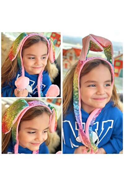 QUEEN AKSESUAR Coroană colorată cu unicorn curcubeu, cu paiete, cu urechi, ca...