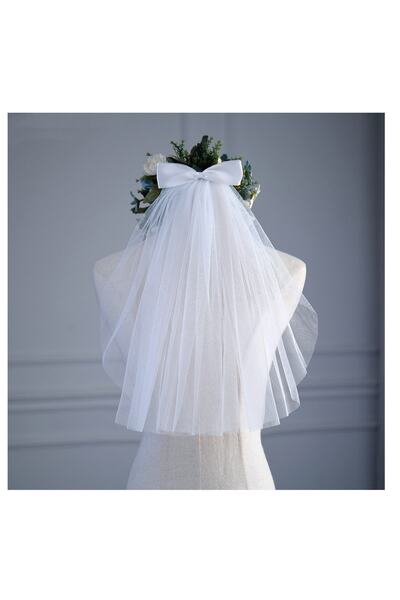 bba new trend الحجاب الزفاف القصير 50bridal الحجاب 50cm الحجاب الأبيض القوس ا...