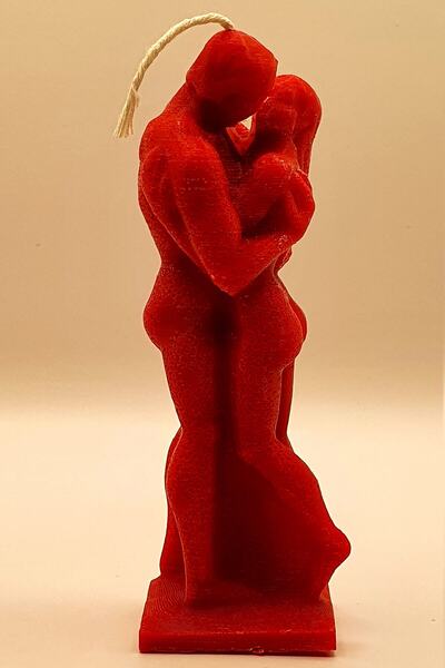 FANTASTİK SANAT ATÖLYESİ Dekoratif Hediyelik Kırmızı Renk Çilek Kokulu 15 Cm Kadın Erkek Vücut Sevgili Aşk Mumu - 100 gram