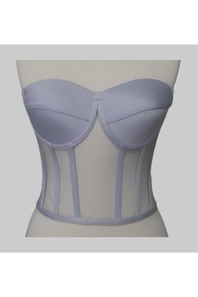 FİYPER Transparent Underwire Corset Bustier Gray
