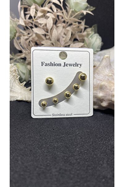 İNN JEWELLERY أقراط من الفولاذ مكونة من 6 قطع من الذهب