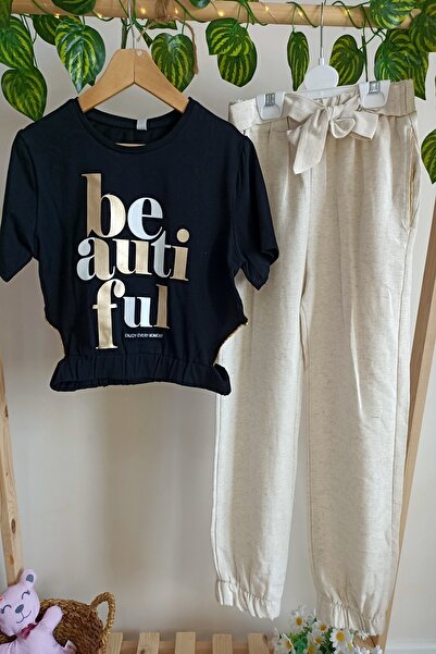 DFN Дівчачий комплект з кроп-топом та джинсовими штанами