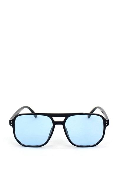 LOOKUP Unisex Blue Glass Metal Frame Cateye Women Men's Sunglasses