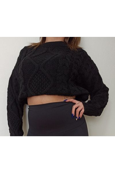 BAHHAR Pulover moale supradimensionat pentru femei negru - Mărimea potrivită S-M-L-XL