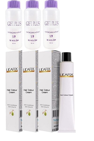 Lilafix 3 Adet Gift Plus Oksidan Krem 60 Ml+ 3 Adet 6/1 Küllü Koyu Kumral Boy...