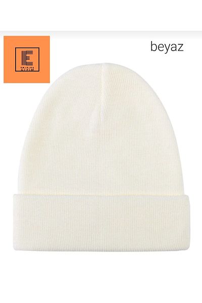 EMKA GİYİM Unisex Winter Beret Double Layer White