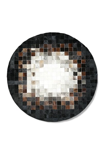 Dericibey Siyah Renk Doğal Dana Derisi Patchwork Halı