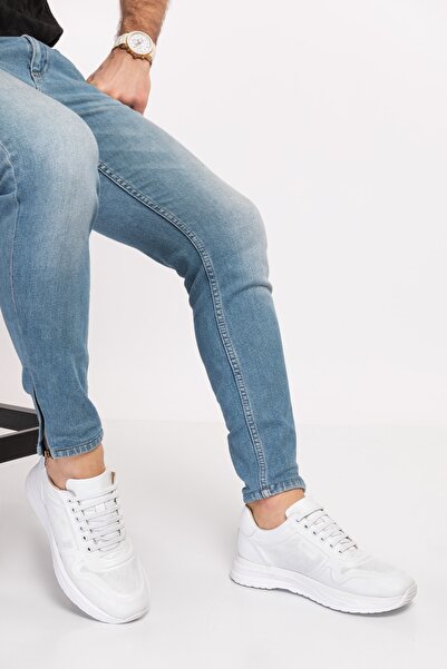 DİA COMFORT Erkek Beyaz Diyabetik Tam Ortopedik Deri Spor Ayakkabı