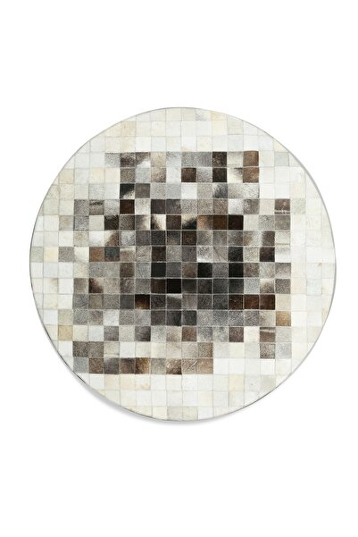 Dericibey Beyaz Ve Siyah Dana Derisi Patchwork Halı