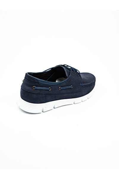 Nobel 1075 Lace-up Navy Blue Nubuck Leather Men's Casual Shoes