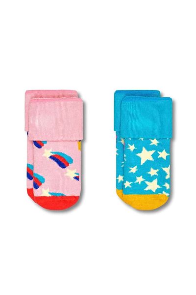 Happy Socks Baby Socken unisex, 2er Pack - Terry Socks, Bio-Baumwolle, Farbmix