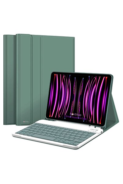 NovStrap Apple Ipad Pro 11 2022 2021 2020 2 3 4 Nesil Uyumlu Bluetooth Klavye...