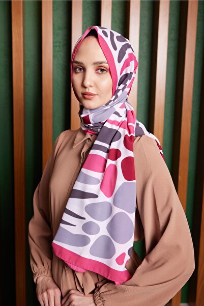 Julia Lauren شال نسائي من حرير المدينة باللون الوردي الروماني