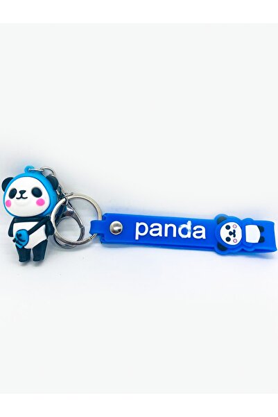 EUROMODA إكسسوار سلسلة مفاتيح على شكل باندا زرقاء مع سوار بمشبك