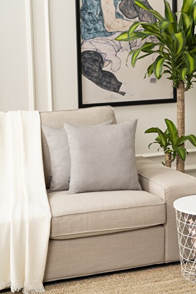 TOSHE Silver Gray Single Linen Woven Throw Pillow Cover, Decorative Throw Pillow