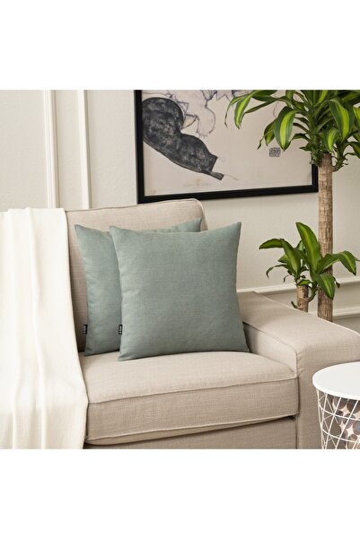 TOSHE Water Green Single Linen Woven Throw Pillow Cover, Decorative Throw Pillow