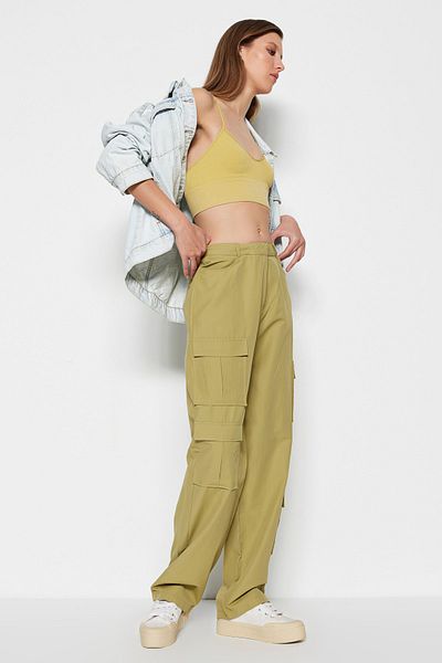 Trendyol Collection Lehké khaki cargo tkané kapesní kalhoty TWOSS23PL00160