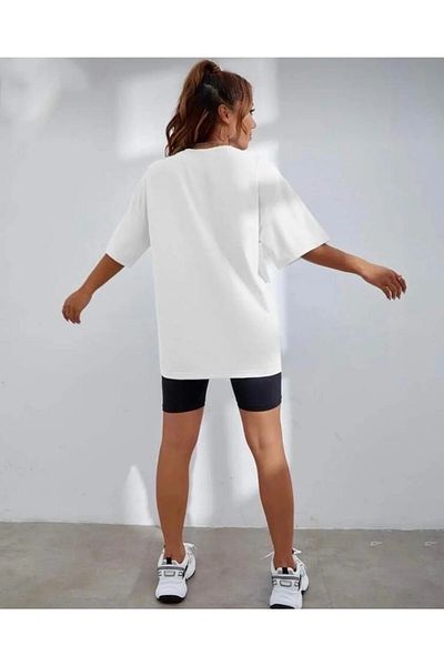 AMMA Μπλουζάκι Unisex White Palm Springs Printed Oversize