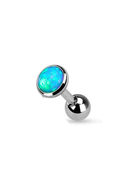 Salyangoz Company Cerrahi Çelik Açık Mavi Opal Taşlı Arkası Toplu Tragus,helix,kıkırdak Piercing Slyacop