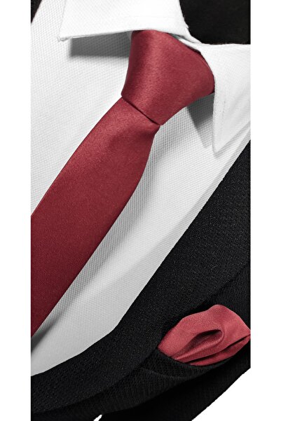 BLC Basic Line Co. Екстра тонкий бордовий колір, прямий крій, ширина 4 см, набір краваткових хусток Slim Fit, вузький крій