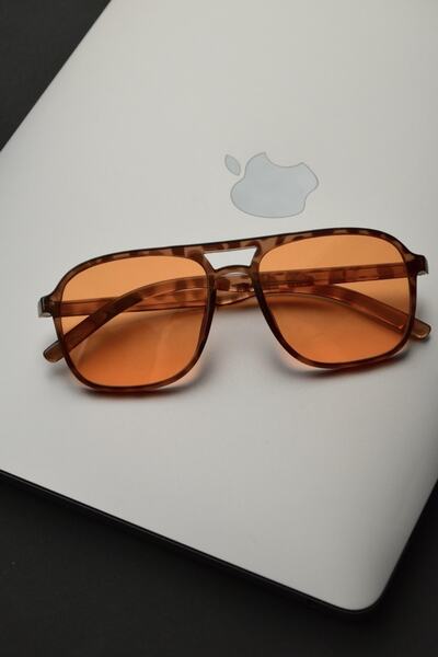 LOOKUP Unisex Oval Black Yellow Black Frame Glass Sunglasses