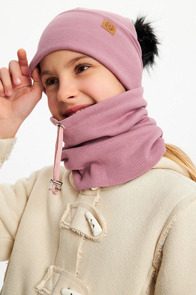 Babygiz Baby Girl Child Fur Pompom Hat Beanie Neck Collar Set Comfortable 100% Cotton Camisole