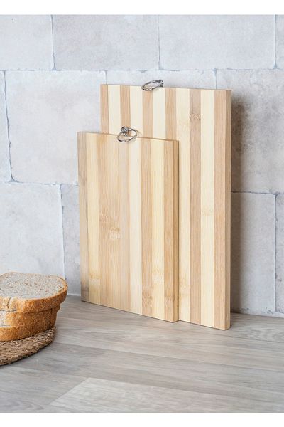 Çavdar Group Bamboo Antibacterial 2-Piece Striped Cutting Board Cutting Board Bread Board
