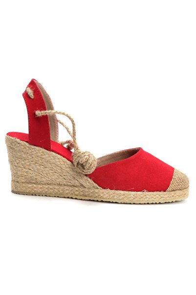 OZ AYAKKABI Red Women's Wedge Heel Espadrille