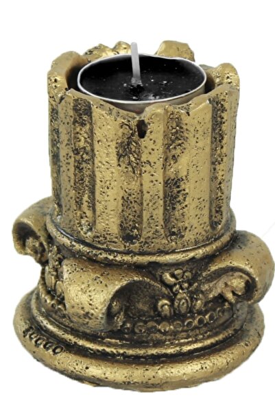 Stein Kohle Şamdanlık Dekoratif Şamdan Mumluk Tealight Mumluk Altın Eskitme Renk Model 39