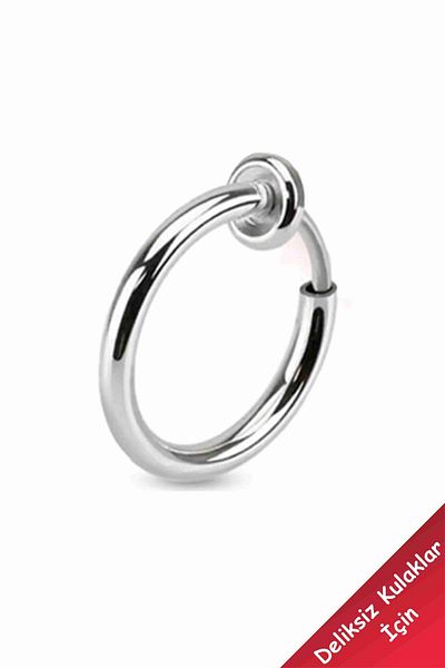 The Collection Unisex Silver Surgical Steel Non-Perforated Compression Fake Piercing Tragus Helix Earring