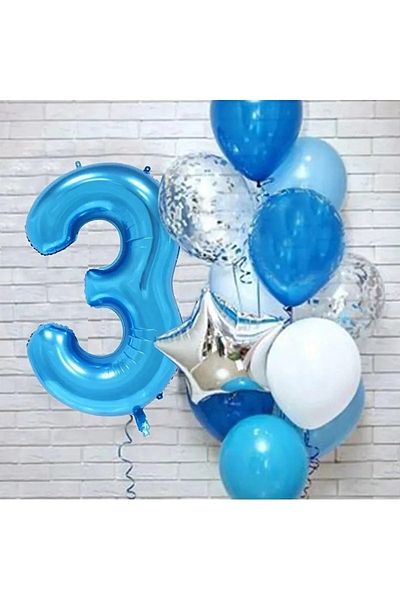 DÜVENCİ TİCARET Blue Age Balloon Set -1-2-3-4-5-6-7-8-9