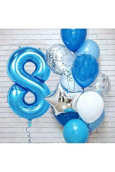 DÜVENCİ TİCARET Blue Age Balloon Set -1-2-3-4-5-6-7-8-9