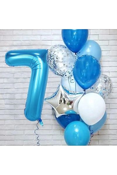 DÜVENCİ TİCARET Blue Age Balloon Set -1-2-3-4-5-6-7-8-9