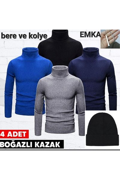 butilela Combinație de 7 piese pulover cu gât, beretă și colier