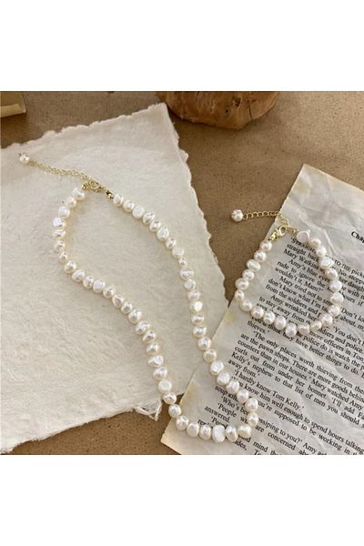 Uno Di Famiglia Trapezoid Pearl, Pearl Necklace, Pearl Bracelet, Jewelry Set 1stQuality