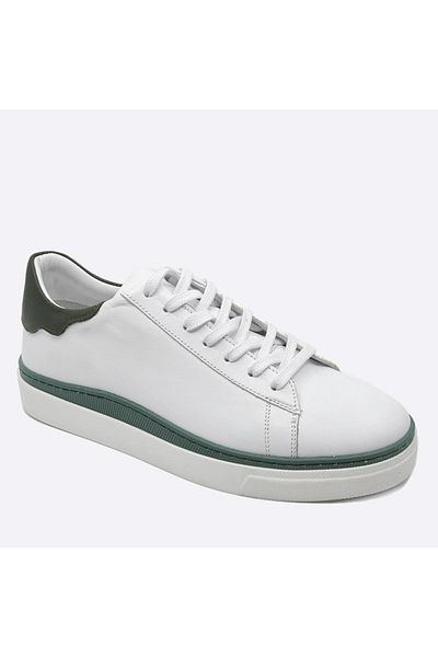 Fosco Genuine Leather Sneaker Men's Shoes White Green 9842