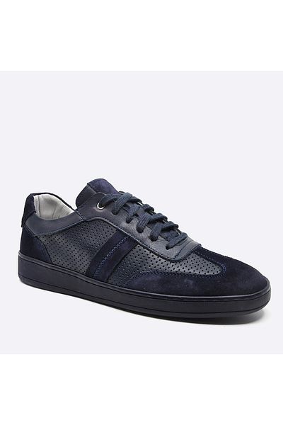 Fosco Genuine Leather Sneaker Men's Shoes Navy Blue 9870