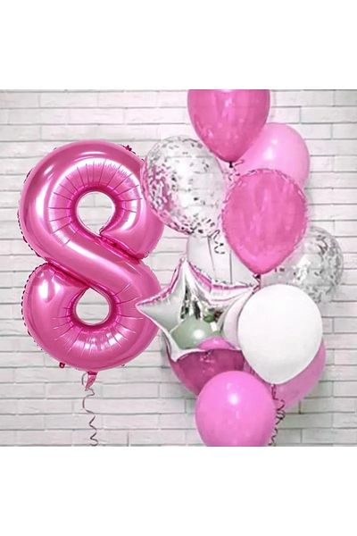 DÜVENCİ TİCARET Fuchsia Age Balloon Set-1-2-3-4-5-6-7-8-9