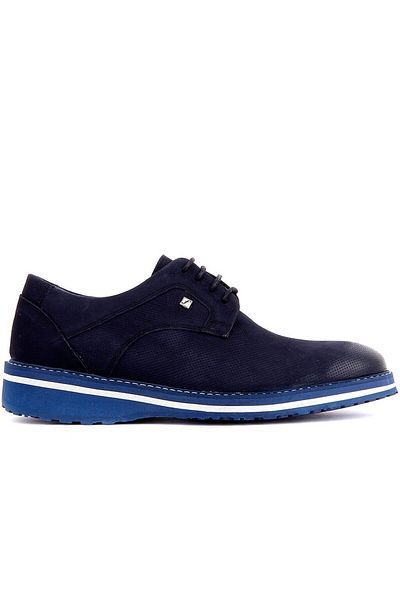 Fosco 8071 Nubuck Navy Blue Men's Genuine Leather Classic Shoes