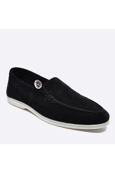 Fosco Suede Leather Summer Loafer Men's Shoes Black 9874 110