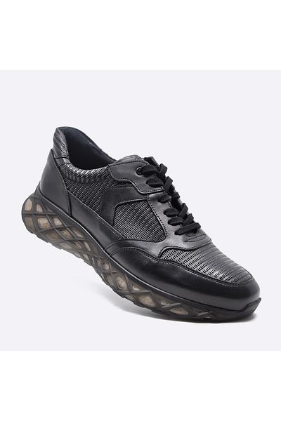 Fosco Genuine Leather Black Sneaker Men's Shoes 9828 100