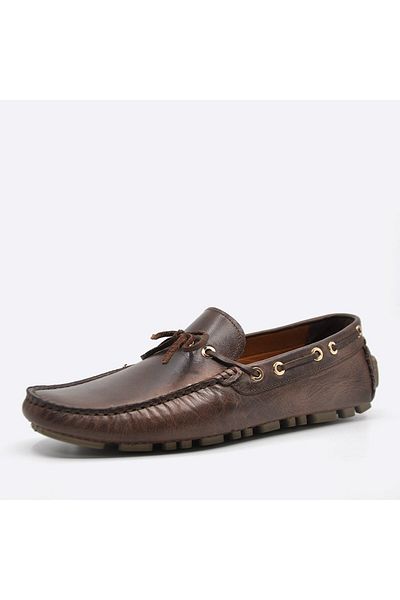 Fosco Genuine Leather Brown Flotter Summer Loafer Men's Shoes 9845