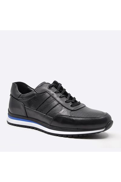 Fosco Genuine Leather Black Sneaker Men's Shoes 9832 100